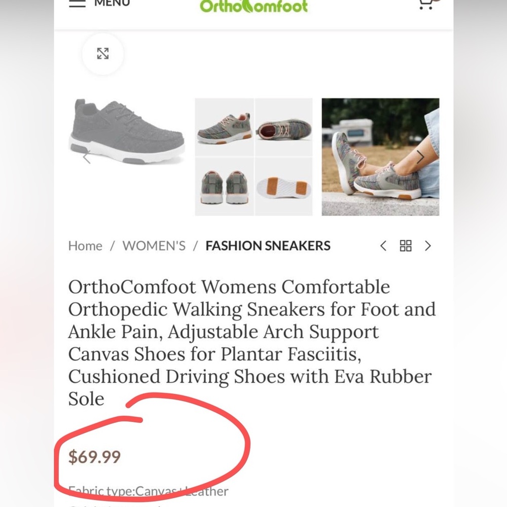 Orthocomfoot Women's Gray Sneakers - Picture 2 of 7